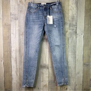 EVIDNT Los Angeles Tate Skinny 25 Distressed Blue Jeans w/Slit Bottom Pants